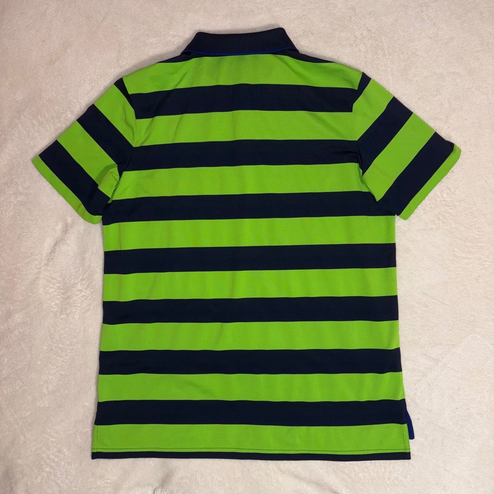 RLX RALPH LAUREN Polo Shirt Mens Large Green Navy Striped Performance Golf Tee - Picture 9 of 12
